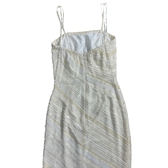 Vtg Cache Strapless White Beaded Maxi Dress Sz 4 - Picture 14 of 16